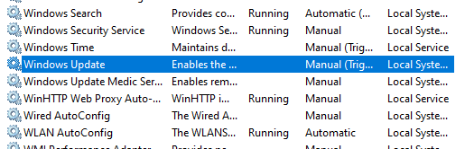 Restart the Windows Update service