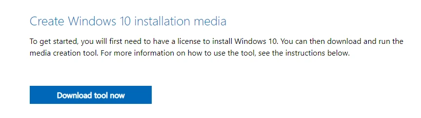 Download the Windows 10/11 Media Creation Tool from the official Microsoft website