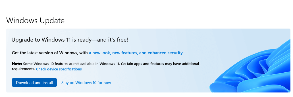 First step to upgrade to Windows 11