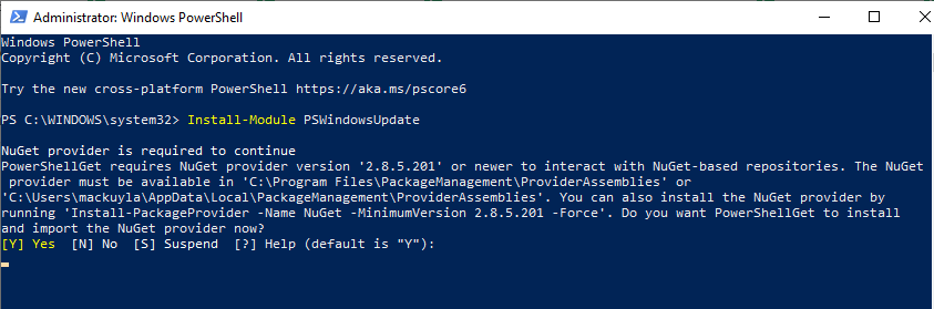 Use PowerShell to hide the update