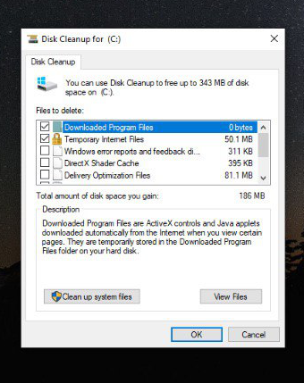 Running the Disk Cleanup tool can help resolve the issue