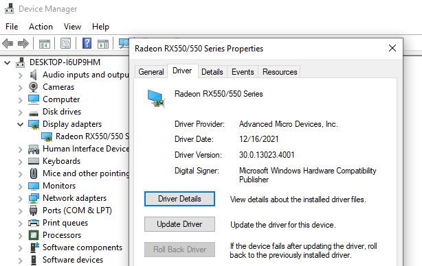 Rollback previously installed drivers