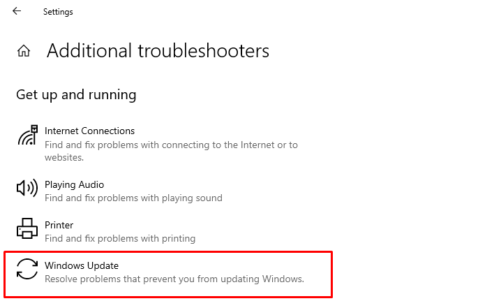 Windows Update troubleshooter can detect and resolve Windows update errors
