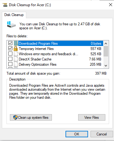 Clear some temporary files and folders to free up space on your device’s hard drive