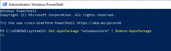 Reinstall the Microsoft Store app using PowerShell commands