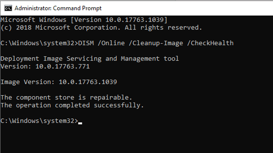 Run the DISM (Deployment Image Servicing and Management) and SFC (System File Checker) utilities to automatically detect and repair missing system files