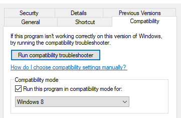 The compatibility mode can be used to run programs that are incompatible with your system