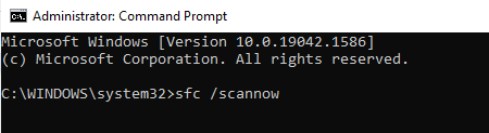 Whe you are in Command Prompt, type sfc /scannow and hit Enter