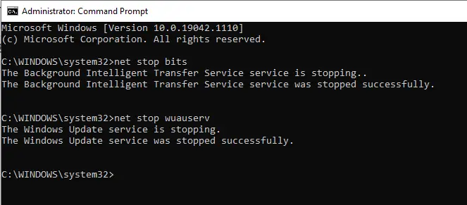 To resolve the 0x8007010b error, follow the steps below to reset Windows update components
