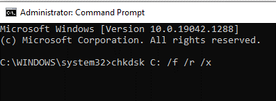 The Chkdsk command to resolve the hardware issue