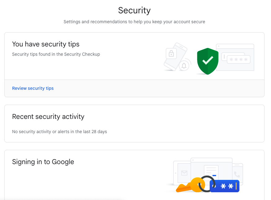 Change your Google account’s security settings