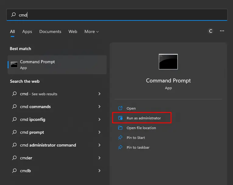 Follow these steps for opening up a Command Prompt in Administrator Mode