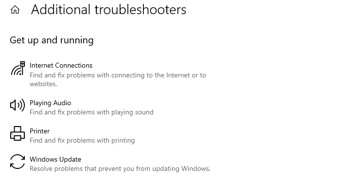 Select “Windows Update” from the “Additional troubleshooters” list