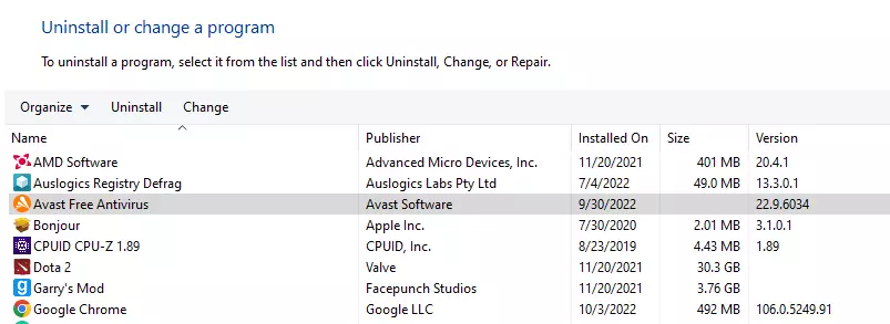 Here is the method for uninstalling an antivirus from your PC