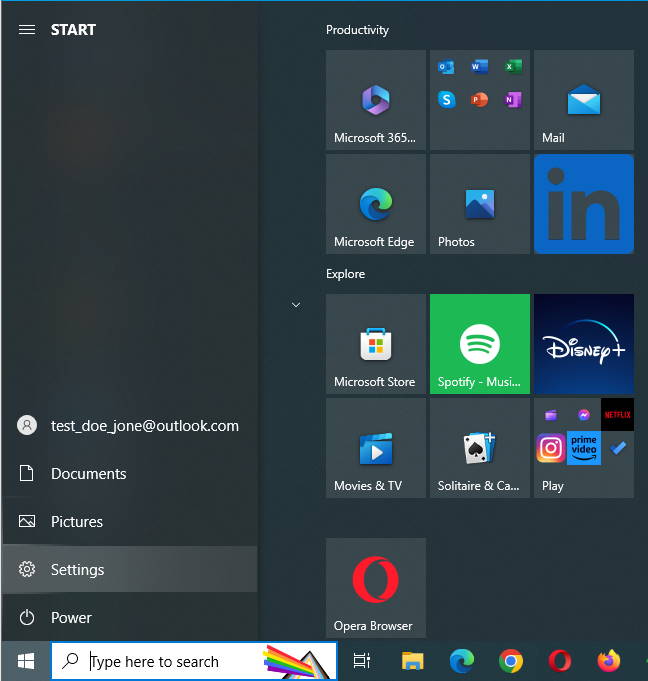 Windows 10 Choosing Settings Screenshot