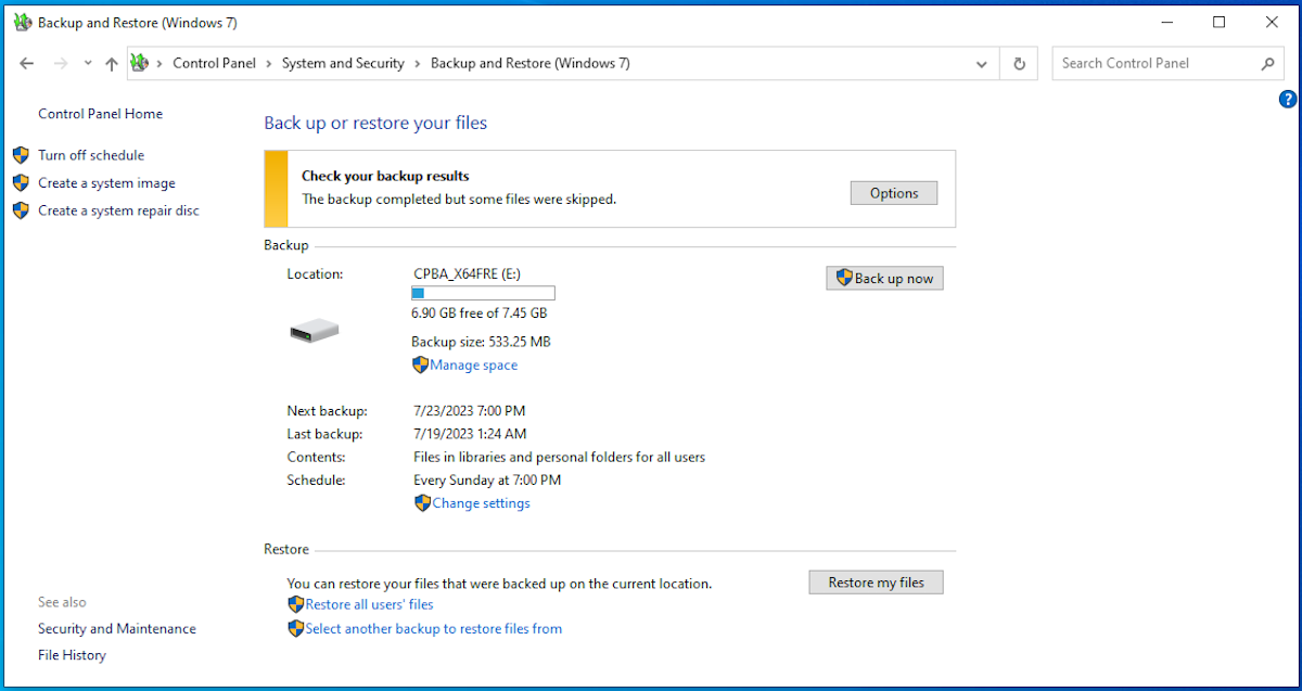Backup and Restore Windows 10