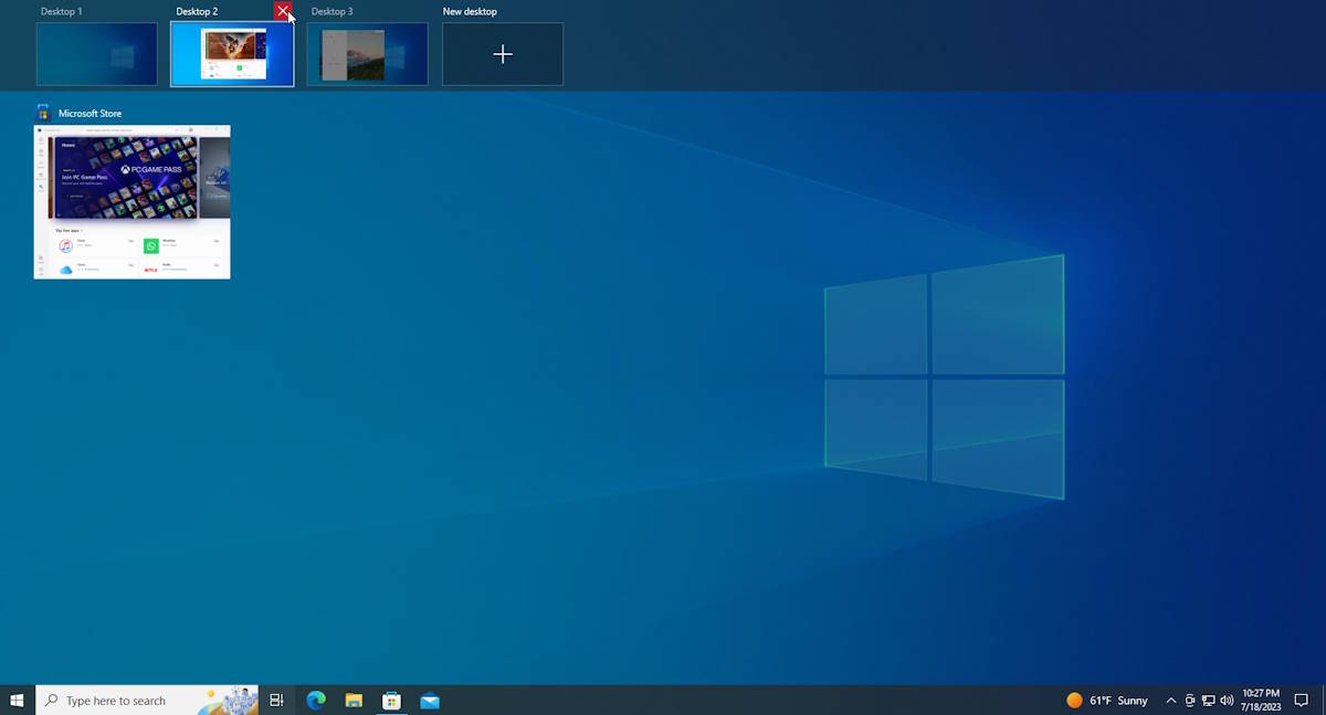 Delete Virtual Desktop Windows 10