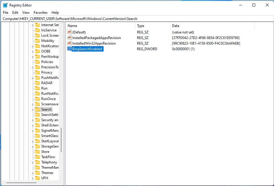 Relevant Registry Location