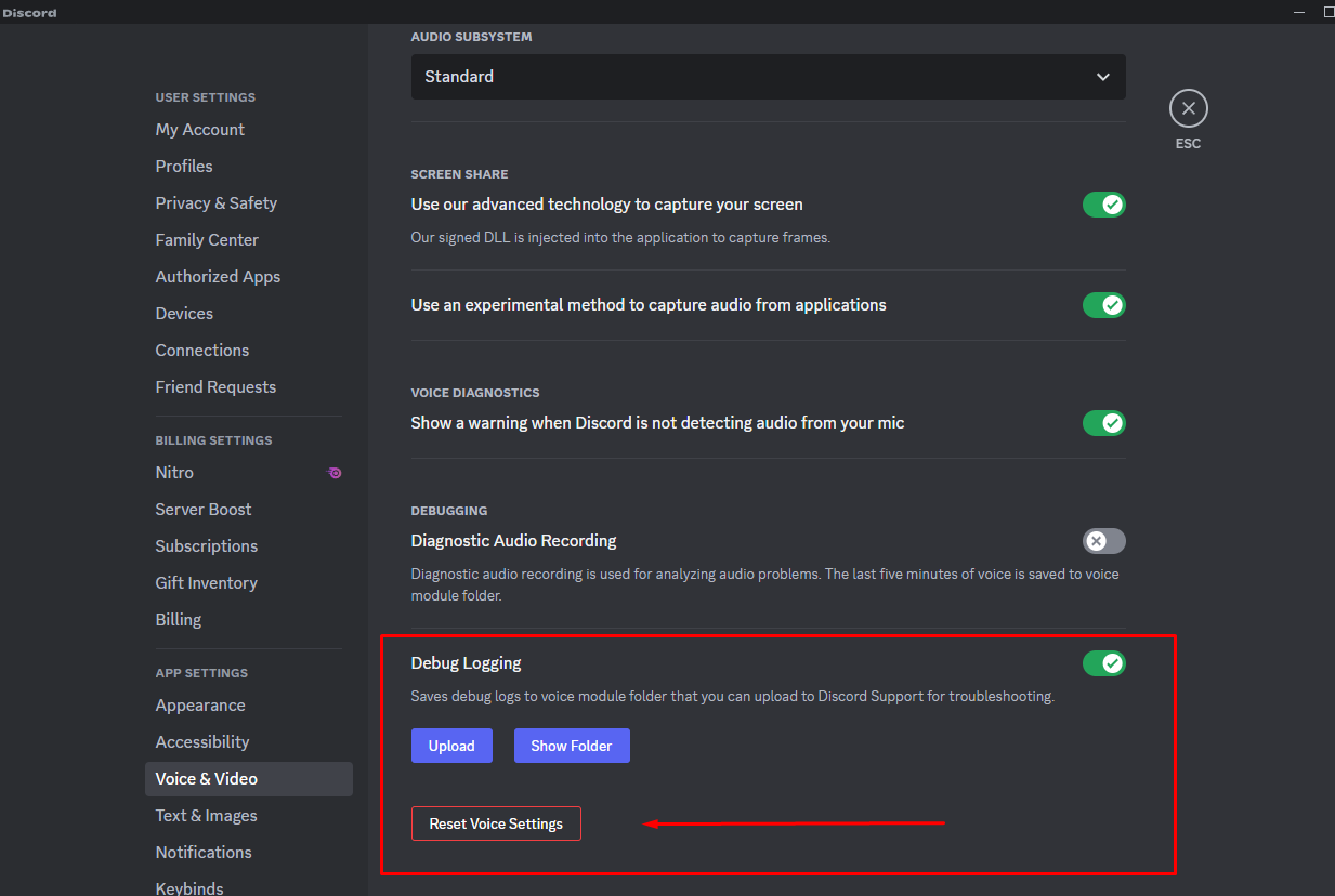 Reset Voice Settings Discord