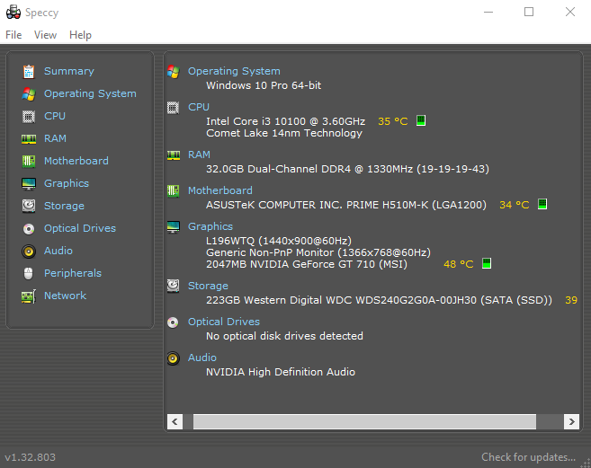 speccy summary